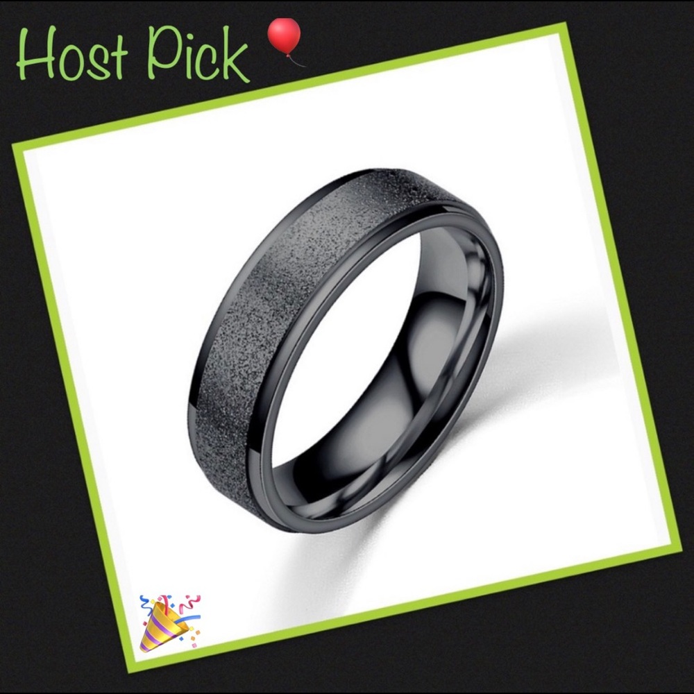 Black Frosted Stainless Steel Ring